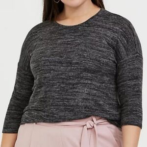 Torrid Super Soft Plush Black Marled Top 3X